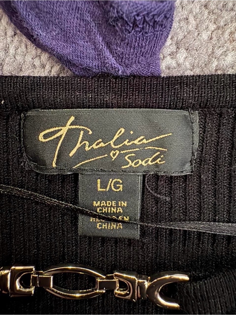 Thalia Sodi Black Ribbed Peplum V-Neck Sweater - Picture 3 of 3